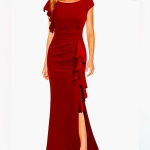 Women's Split Bodycon Mermaid Evening Cocktail Long Dress Red